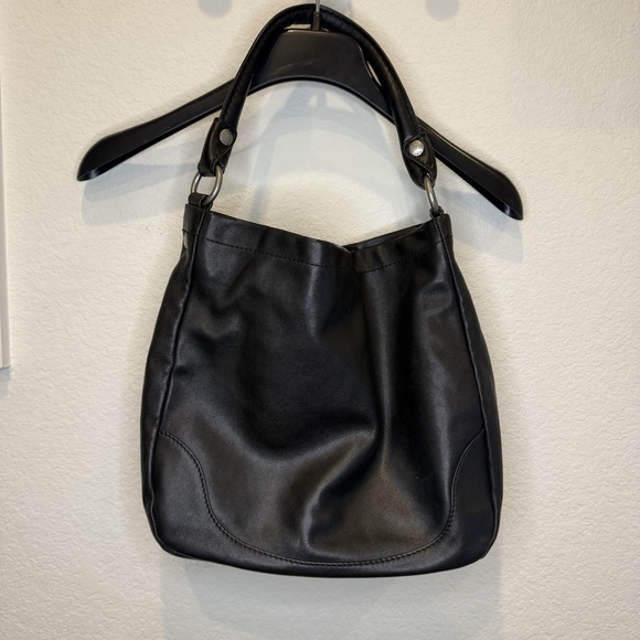 FRYE WOMEN'S MELISSA HOBO HANDBAG, POCKETS Black Missing Crossbody Strap - Picture 4 of 8